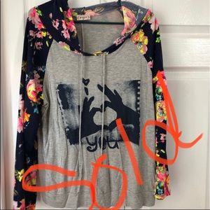 Floral gray hoodie worn once